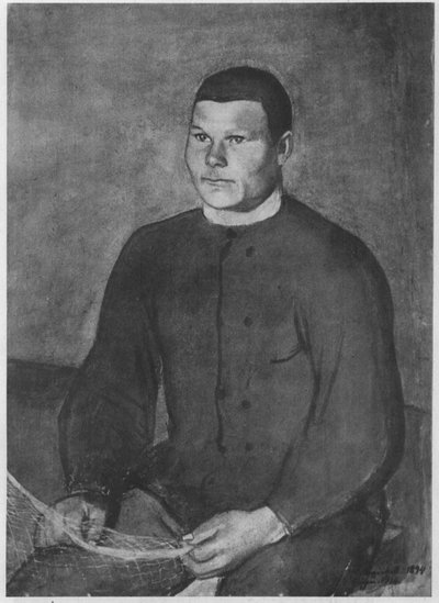 Man Knitting Nets by Magnus Enckell